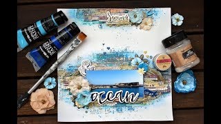 Mixed Media Layout with Impasto Paint and more from Prima [upl. by Lifton185]