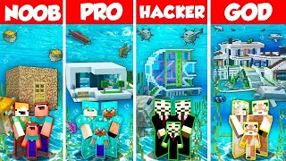 Underwater House Build Battle Challenge  Noob vs Pro vs Hacker vs God  Minecraft Animation [upl. by Htebilil265]