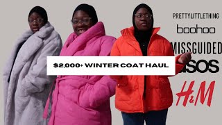 2000 WINTER COAT HAUL  HampM ASOS BOOHOO MISSGUIDED PRETTYLITTLETHING [upl. by Wendell]