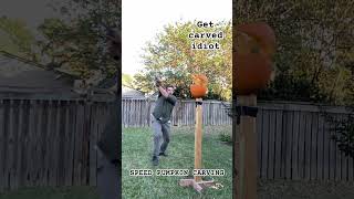 SPEED PUMPKIN CARVING with a Cold Steel grosse messer [upl. by Reseta]