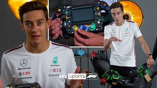 George Russell EXPLAINS his Mercedes Race Seat and Steering Wheel 🔍 [upl. by Zahara]