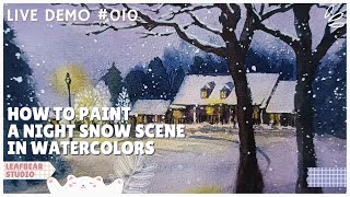 How to Paint Night Snow Scene in Watercolors livestream howtopaint watercolor livedemo [upl. by Alexia]