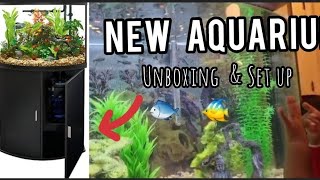 Bow Front Aquarium amp Stand  UNBOXING amp ASSEMBLY Newbie Aquarium Keeper  36 Gallon Fish Tank [upl. by Nevai]