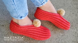 How to Crochet Easy Slippers from a Rectangle  for any Foot Size [upl. by Nnaeirual]