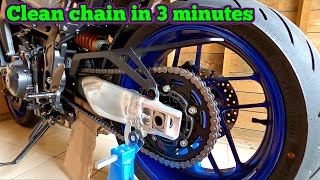 How to Clean and Lube Your Motorcycle Chain in 3 Minutes [upl. by Siraf]