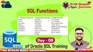 Day 8  SQL Date Functions  tochar todate addmonths lastday sysdate in sql  Fox Oracle Apps [upl. by Yarahs892]