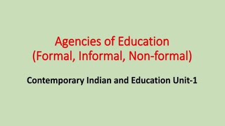 Formal Informal and NonFormal Education  Contemporary India and Education Unit1  BEd 1 sem [upl. by Aholah]