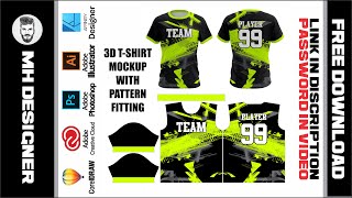 Sublimation Vector Designs  3D TShirt 08  With Pattern Fitting  Free Download Now [upl. by Ettelliw]