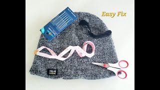 How to repair a knitted hat using button hole and slip hemming stitches [upl. by Schug]