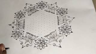 2111 dots rangoli designhow to draw easy Rangoli kolam🪷simple design Rangoli kolam Hashmika24 [upl. by Letha668]