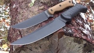 Slicing Practice With KaBar Becker BK5 and BK15 [upl. by Oigaib]