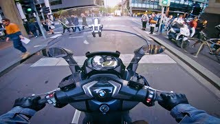 2018 BMW C650GT MaxiScooterMotorbike ride in Busy Melbourne CBD GoPro Hero 7 Black 27K [upl. by Hoskinson]