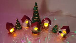 DIY DECORAÇÃO NATALINA Casinhas de natal feita com rolo de papel higiênico [upl. by Ahcrop]