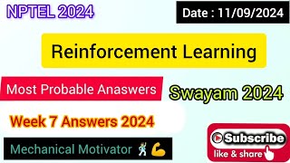 Reinforcement Learning WEEK 7 Quiz  Assignment 7 Solution  NPTEL  SWAYAM 2024 [upl. by Sudnor184]