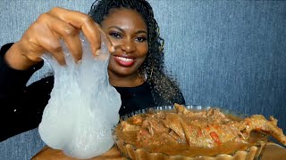 Asmr mukbang white soup assorted meat with fufu [upl. by Jamilla491]