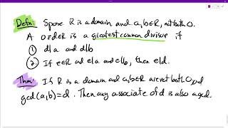 Section 24 Divisibility in Integral Domains GCDs and Associates [upl. by Sheeb]