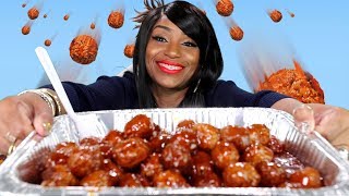 100 MEATBALL MARCH MADNESS CHALLENGE  with Carolina Reaper and BBQ Sauce [upl. by Llewej443]