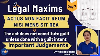 Legal Maxims  Actus non facit reum nisi mens sit rea  Important Judgements Day 7  By Vidhika Mam [upl. by Kappel]