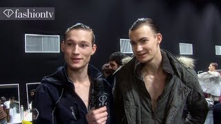 Male Models at Z Zegna FallWinter 201314 BACKSTAGE  Milan Mens Fashion Week  FashionTV [upl. by Ecirehc165]