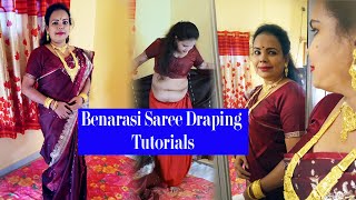 Wear perfectly Red Benarasi saree for different occassion II benarasi saree draping II best drape [upl. by Ardien]