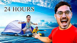 24 Hours Camping in Water Challenge रात को सांप ने हालत ख़राब कर दी🐍😱  Will We Survive [upl. by Kamin328]