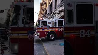 FDNY Engine 84 quotWHERE HARLEM REACHES THE HEIGHTSquot Fast Parking NYC shorts fdny firetruck nyc [upl. by Elinnet]