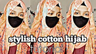 stylish cotton hijab tutorial with burka ll cotton hijab tutorial ll hijab tutorial with burka ll [upl. by Lavoie]