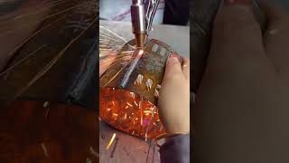 Handheld Laser Welder in Action  Factory Footage of Seamless Welding [upl. by Taka]