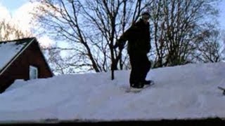 DONT Try This At Home Man Snowboards Off A Roof [upl. by Yrffoeg]