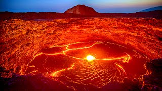 EFFUSIVE VOLCANIC ERUPTION of ERTA ALE VOLCANO LAVA LAKE COMPLEX  Ethiopia [upl. by Vanya]