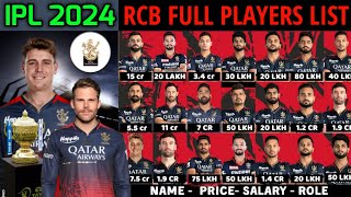 IPL 2024 Royal Challengers Bangalore Full Squad  RCB Team Final Players List 2024  RCB Team 2024 [upl. by Aneen217]