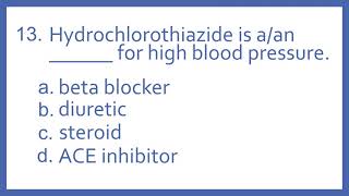 Top 200 Drugs Practice Test Question  Hydrochlorothiazide is a  for high blood pressure PTCB PTCE [upl. by Iot]