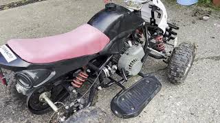 Hawkmoto 50cc quad 2 stroke will start after lay up in barn [upl. by Violeta]