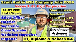 Saudi NSH Company Jobs 2024  Direct interview  Free Food  Good Salary [upl. by Onez]