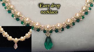 Easy drop necklace tutorialDIY beaded necklacebeaded jewelry making [upl. by Knapp]