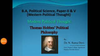 Thomas Hobbes Political Philosophy  Telugu [upl. by Marka]