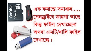 Pen drive File Is EmptyHiddenShow when data existsপেনড্রাইবের ফাইলের জায়গা আছে কিন্তু ফাইল নেই [upl. by Naimaj181]