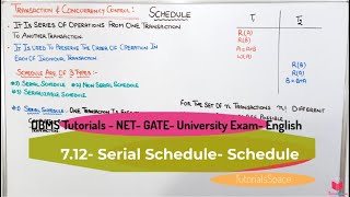 712 Eng What Are Schedules in DBMS  Serial Schedule in DBMS  DBMS Complete Syllabus [upl. by Carissa]