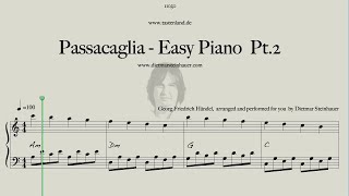 Passacaglia Pt 2  Easy Piano  Georg Friedrich Händel [upl. by Adanama]