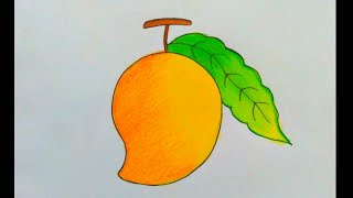 Mango Drawing  How to Draw Mango Step by Step  Mango Drawing Colour  Fruits Drawing [upl. by Nauqan]