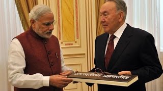 Narendra Modi meets Kazakhstan President Nursultan Nazarbayev [upl. by Rauscher]