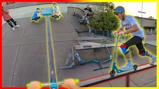 SKETCHY Mini Skatepark Ramp ON RAIL STUNT On Scooter [upl. by Genni653]