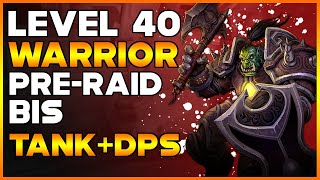 SoD LEVEL 40 WARRIOR PRE RAID BIS BUILD DPS AND TANK [upl. by Ahsiemat]