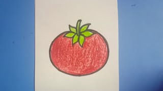 Easy to draw tomato 🍅How to draw tomato with plastic crayons [upl. by Llenehc918]