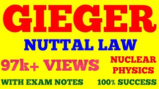 GEIGER NUTTAL LAW  GEIGER NUTTAL LAW OF ALPHA DECAY  NUCLEAR PHYSICS  WITH EXAM NOTES [upl. by Idolla]