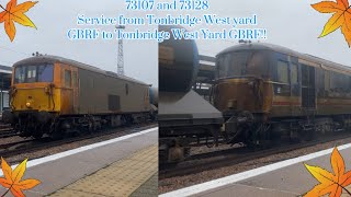 73107 and 73128 with RHTT service from Tonbridge West Yard GBRF to Tonbridge West Yard GBRF [upl. by Elwyn]