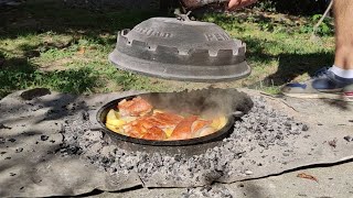 teletina ispod peke  roasting the meat under the iron cast pan  veal  balkan food bbq balkan [upl. by Kauslick]