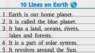 10 Lines on Earth 🌎 in English  Eassy on the earth 🌎 in English [upl. by Renata104]