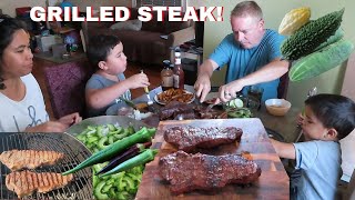 BUHAY AMERIKA GRILLED STEAK TAYO HARVEST AT FAMILY MUKBANG FILAM FAMILY VLOG [upl. by Oravla752]