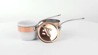 Mauviel 1830 Mheritage 150s Copper amp Stainless Steel Bain Marie  Porcelain 09 qt [upl. by Paluas]